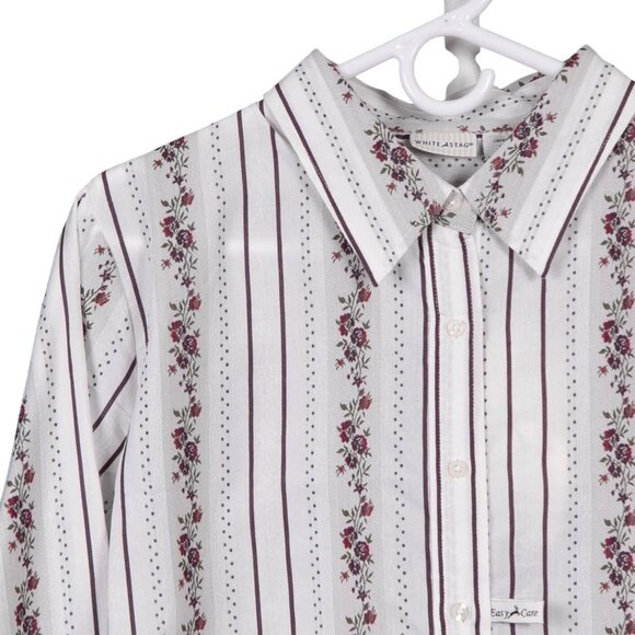 White Stag VTG Button Up Shirt XL 16 18 Womens NEW Striped Floral Easy Care - Picture 2 of 7